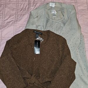 Sparkle In Bronze Or Cream.  Sweater/shrug. Inc and Parisian.